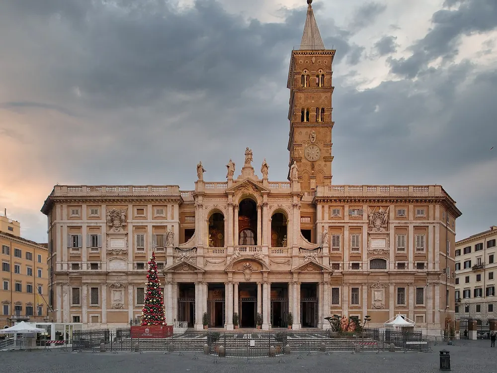 The facade of the Basilica of Santa Maria Maggiore in warm afternoon light.